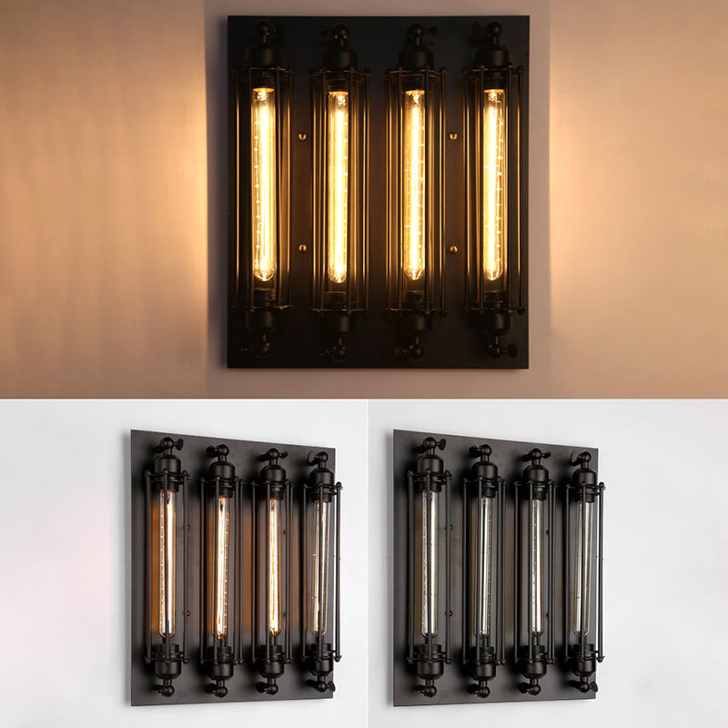 Industrial Style Iron Wall Mount Light Rectangle Shape Wall Lamp for Living Room