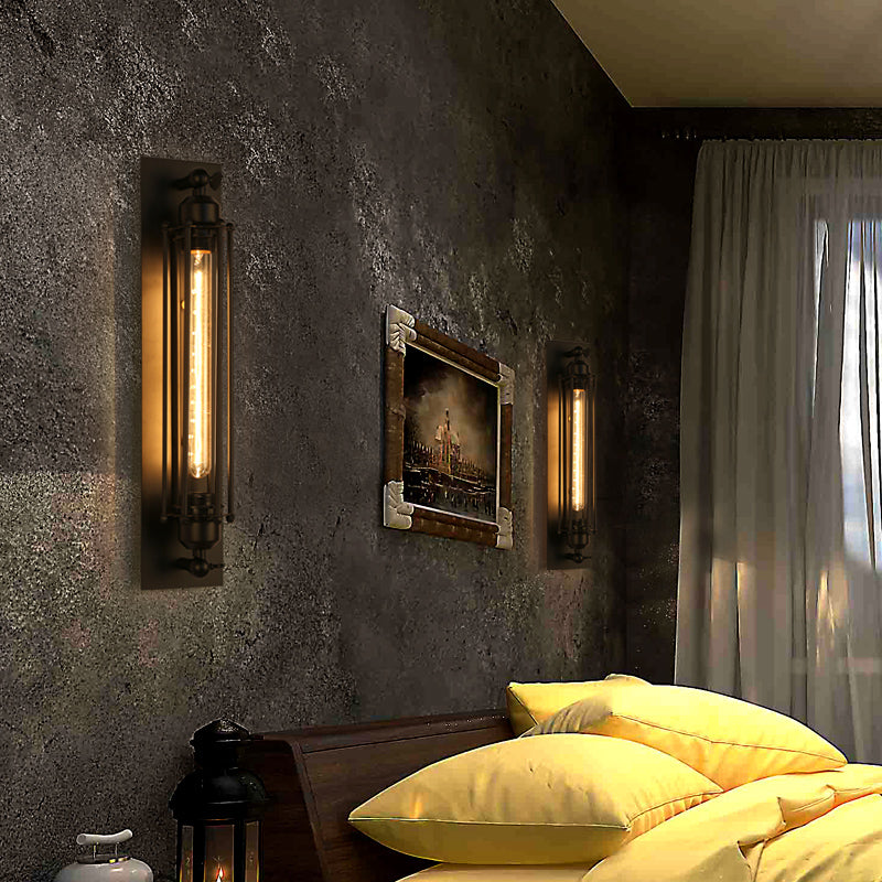Industrial Style Iron Wall Mount Light Rectangle Shape Wall Lamp for Living Room