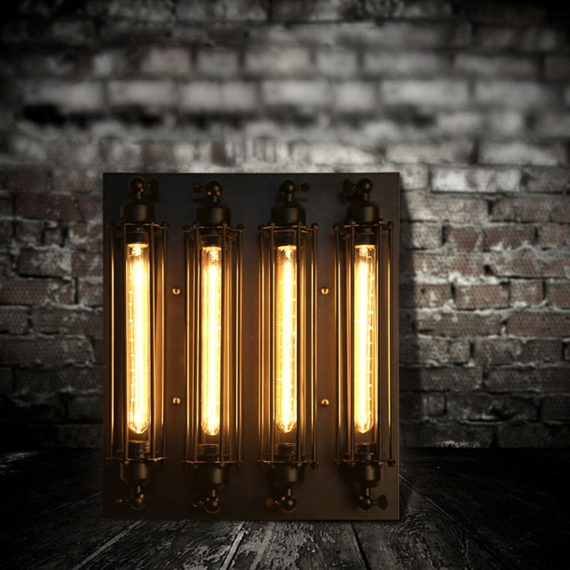 Industrial Style Iron Wall Mount Light Rectangle Shape Wall Lamp for Living Room