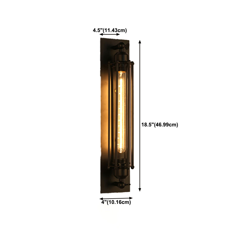 Industrial Style Iron Wall Mount Light Rectangle Shape Wall Lamp for Living Room