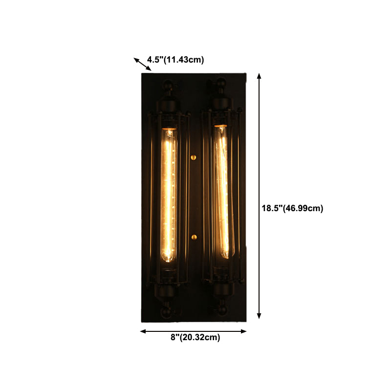 Industrial Style Iron Wall Mount Light Rectangle Shape Wall Lamp for Living Room