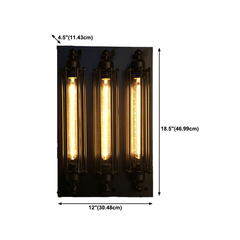 Industrial Style Iron Wall Mount Light Rectangle Shape Wall Lamp for Living Room