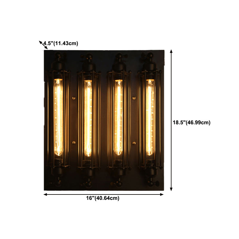 Industrial Style Iron Wall Mount Light Rectangle Shape Wall Lamp for Living Room