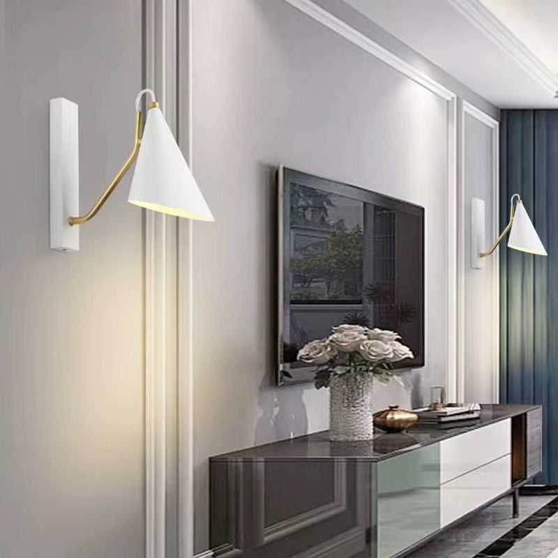 Single White/Black Modernism Wall Mounted Sconce Metal Wall Light for Foyer