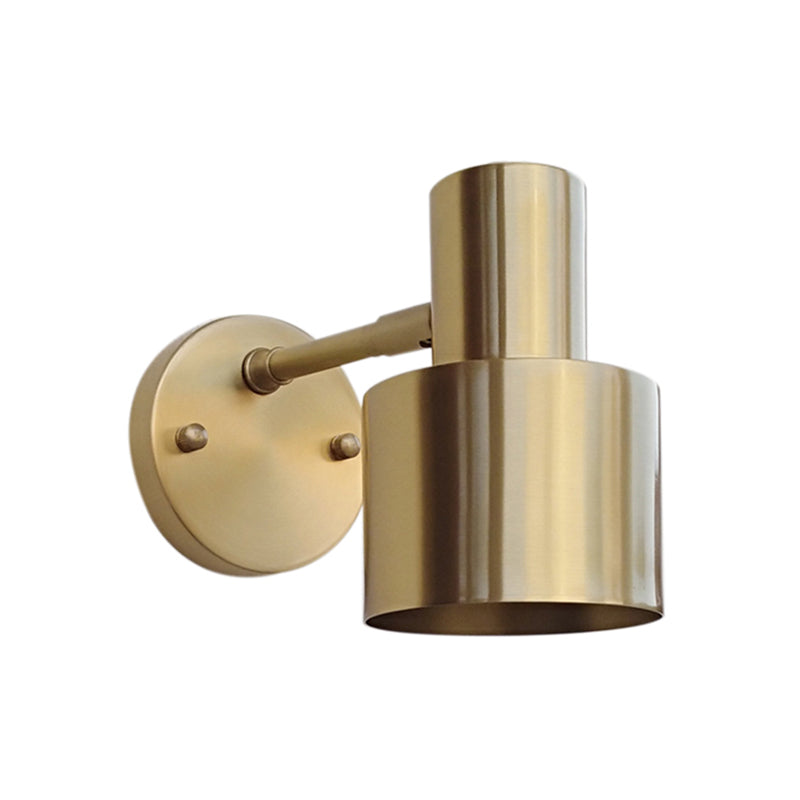 Gold Industrial Wall Sconce Cylinder Shape Vanity Lamp with Metal Shade for Bathroom