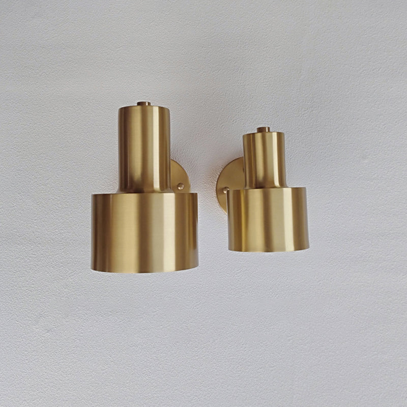 Gold Industrial Wall Sconce Cylinder Shape Vanity Lamp with Metal Shade for Bathroom