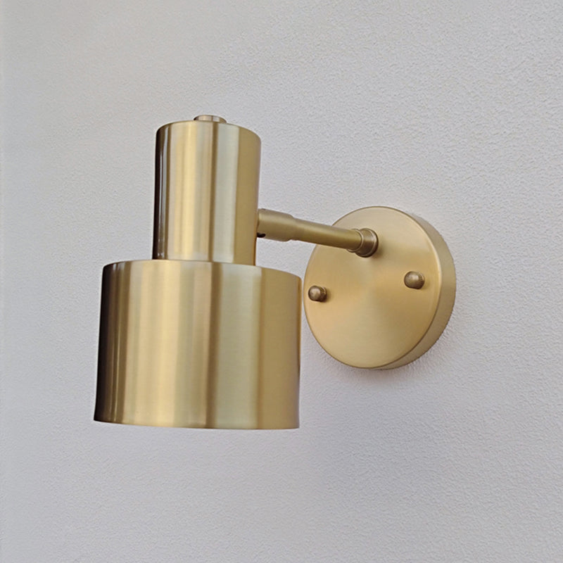 Gold Industrial Wall Sconce Cylinder Shape Vanity Lamp with Metal Shade for Bathroom