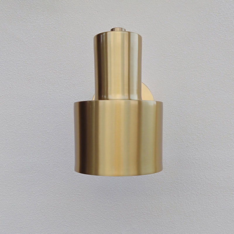 Gold Industrial Wall Sconce Cylinder Shape Vanity Lamp with Metal Shade for Bathroom