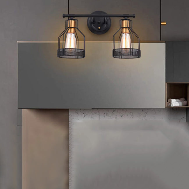 Industrial Style Iron Vanity Light Cylinder Shape Vanity Lamp for Shower Room