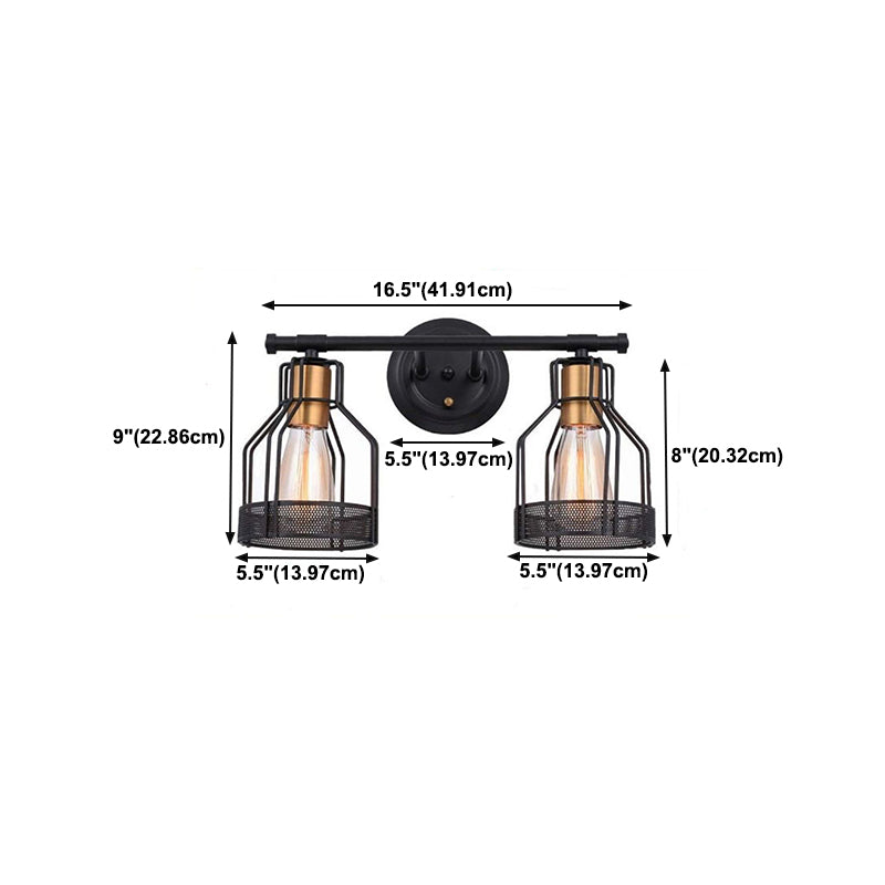 Industrial Style Iron Vanity Light Cylinder Shape Vanity Lamp for Shower Room