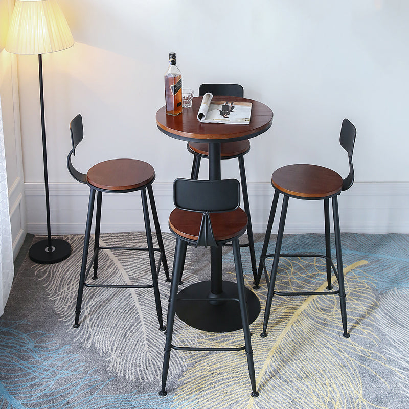 Industrial Solid Wood Bar Table Set 1/2/5 Pieces Fixed Bistro Set for Home Use