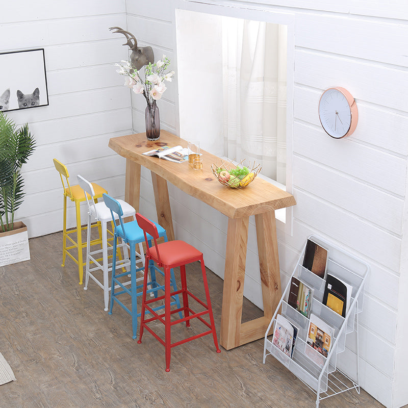 Modern Solid Wood Bar Table Set 1/5 Pieces Double Pedestal Pub Table Set in Natural