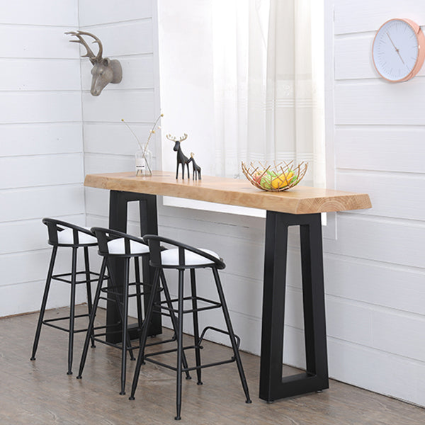 Modern Solid Wood Bar Table Set 1/5 Pieces Double Pedestal Pub Table Set in Natural