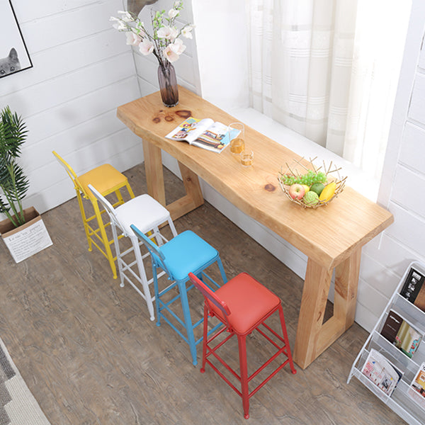 Modern Solid Wood Bar Table Set 1/5 Pieces Double Pedestal Pub Table Set in Natural