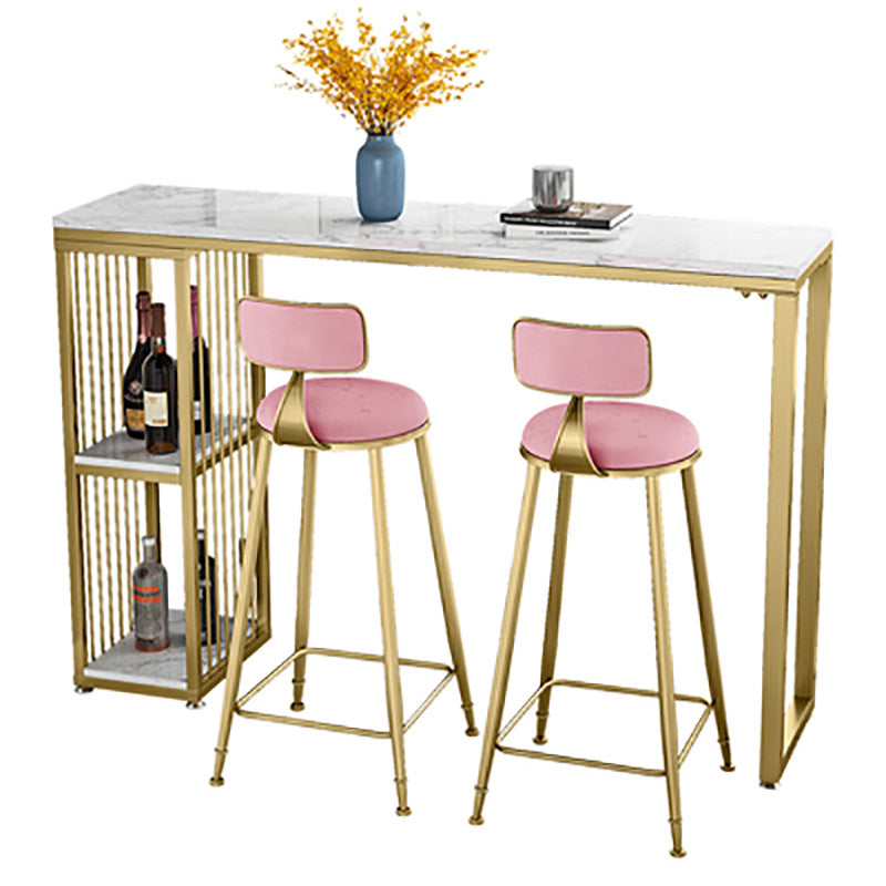 Glam 1/2/3 Pieces Metal Bar Table Set Rectangle Bar Table with High Stools for Home