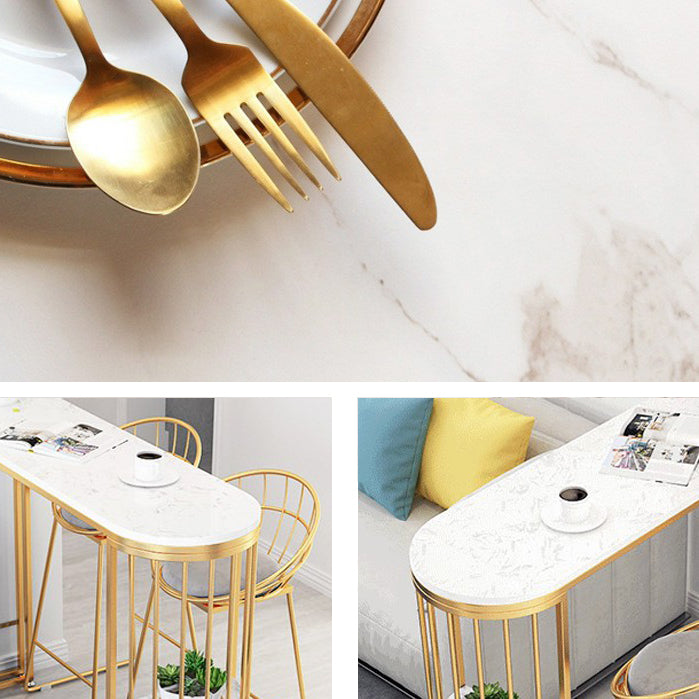 Glam Metal Bar Table Set 1/2/3 Pieces Rectangle Bar Table with High Stools for Kitchen