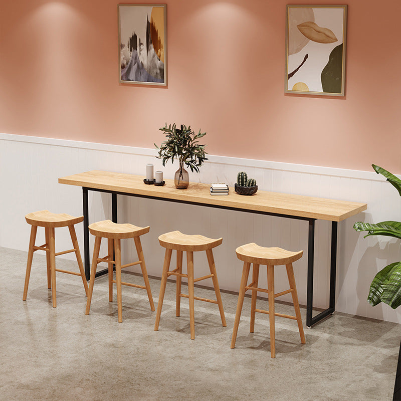 Industrial 1/2/5 Pieces Wooden Bar Table Set Rectangle Bar Table with High Wood Stools