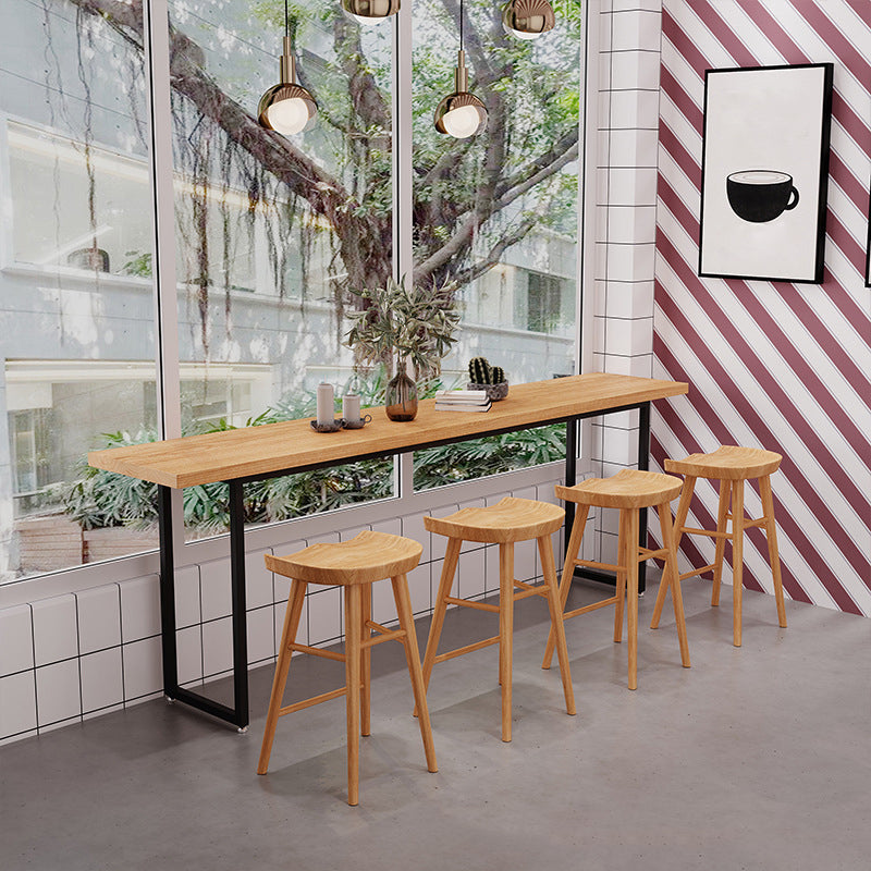 Industrial 1/2/5 Pieces Wooden Bar Table Set Rectangle Bar Table with High Wood Stools