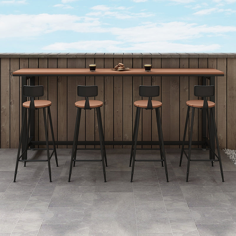 Industrial 1/2/5 Pieces Reclaimed Wood Bar Table Set Fixed Counter Set