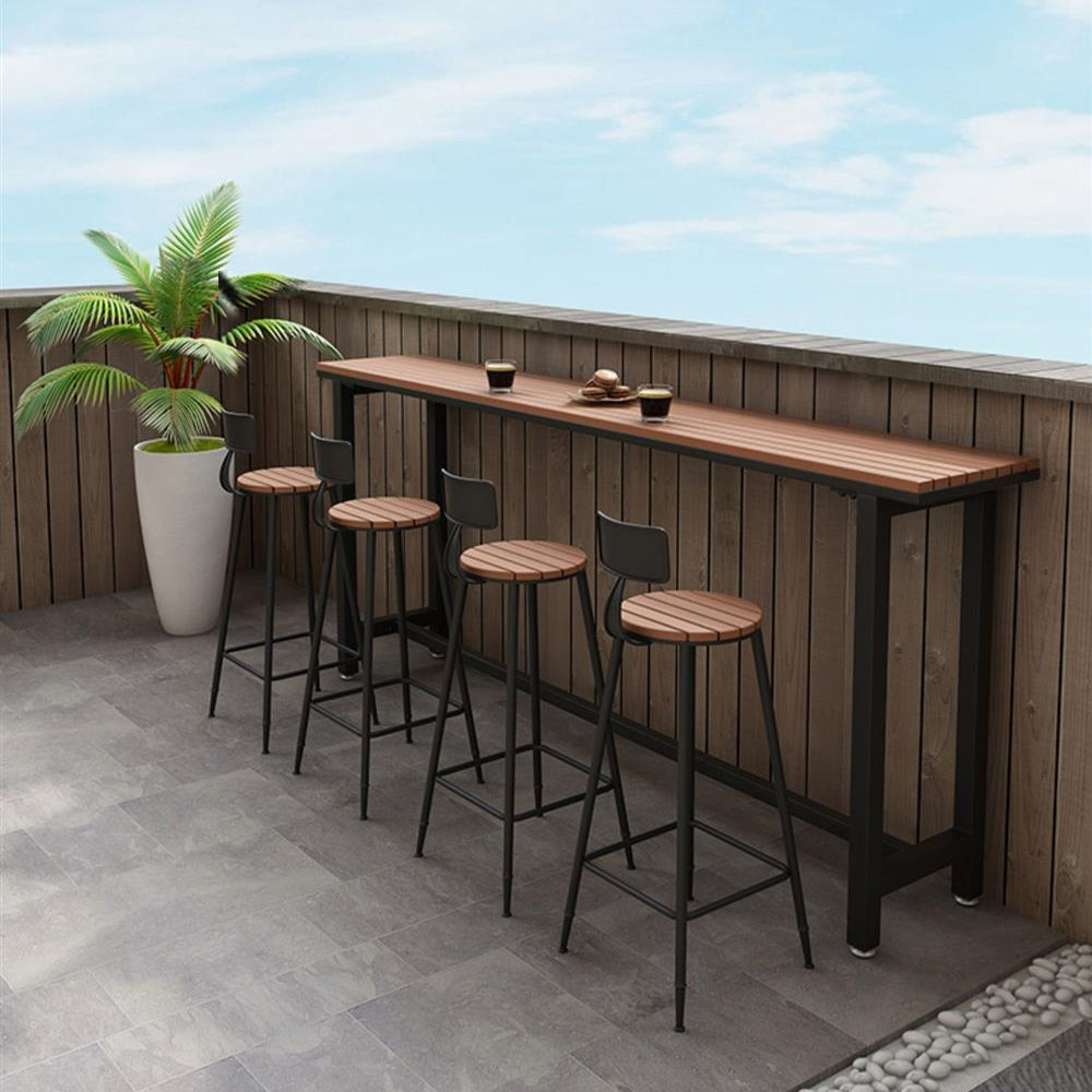 Industrial 1/2/5 Pieces Reclaimed Wood Bar Table Set Fixed Counter Set