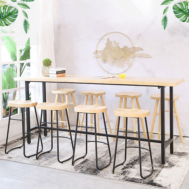 Industrial 1/2/9 Pieces Wooden Bar Table Set Rectangle Bar Table with High Stools