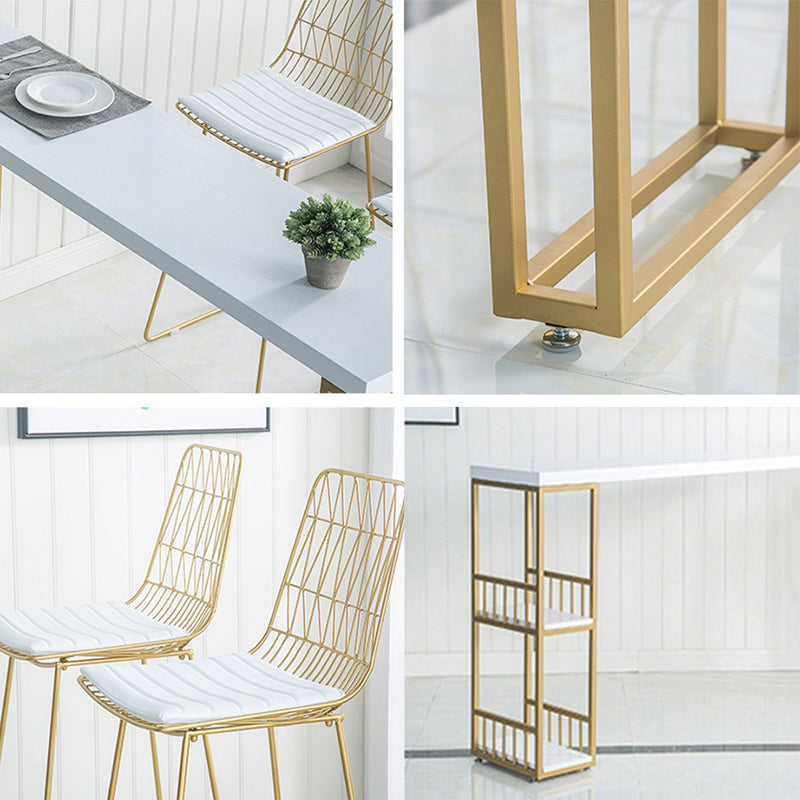 Glam 1/2/3 Pieces Wood Bar Table Set Rectangle Bar Table with High Stools for Kitchen