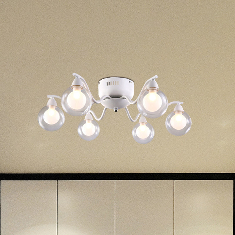 Starburst semi-flush plafonnier simple style métallique en métal nuage 6 lumières au plafond de chambre plafond monté en blanc