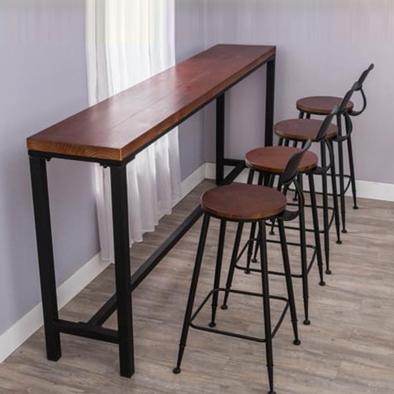 Industrial Trestle Pub Dining Set 1/2/5 Pieces Solid Wood Rectangle Bar Pub Table Set