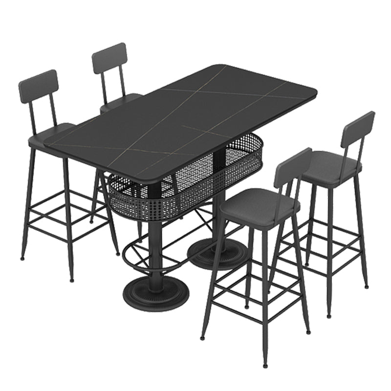 1/2/3/5 Pieces Contemporary Sintered Stone Pub Table Set Fixed Table Counter Table