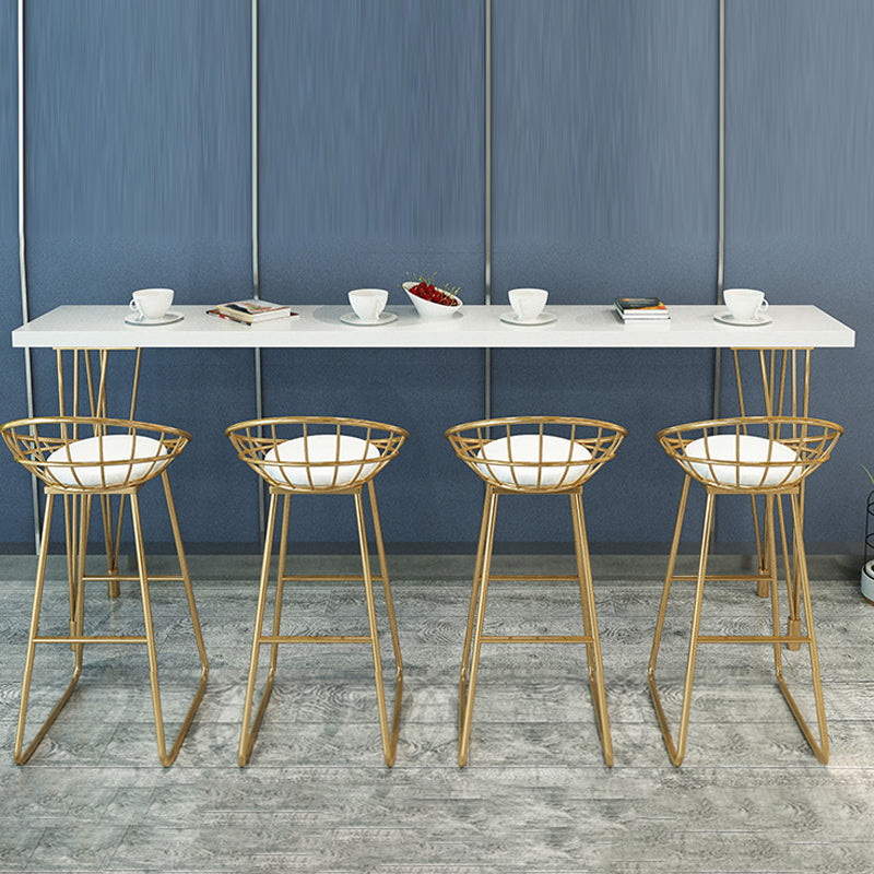 Rectangle Gold Legs Counter Set 1/2/5/9 Pieces Wood Glam Indoor Pub Table Set