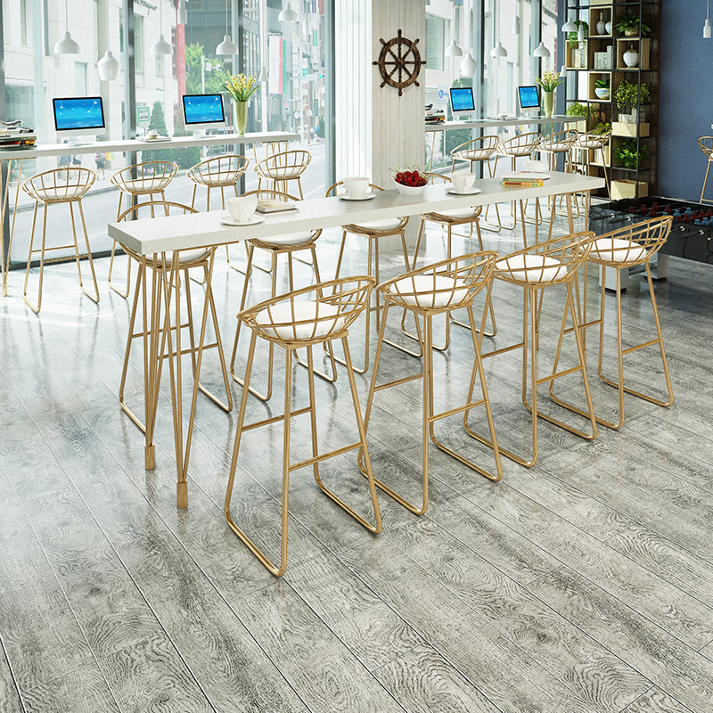 Rectangle Gold Legs Counter Set 1/2/5/9 Pieces Wood Glam Indoor Pub Table Set