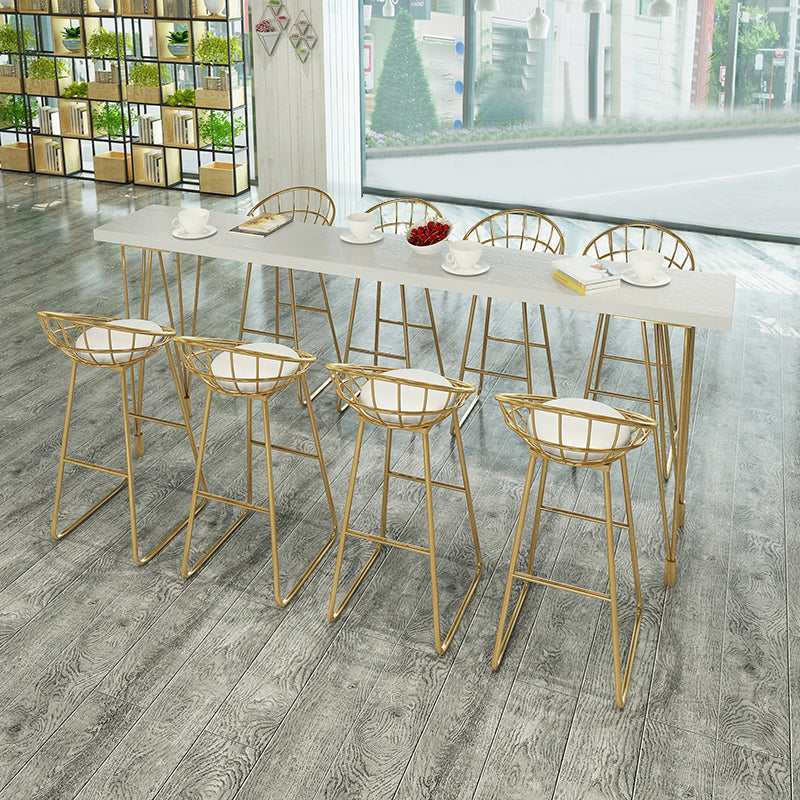 Rectangle Gold Legs Counter Set 1/2/5/9 Pieces Wood Glam Indoor Pub Table Set