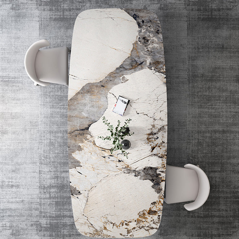 Luxurious 1/2/3/5/6 Pieces Rectangle Dining Set Sintered Stone Top Dinette Table Set