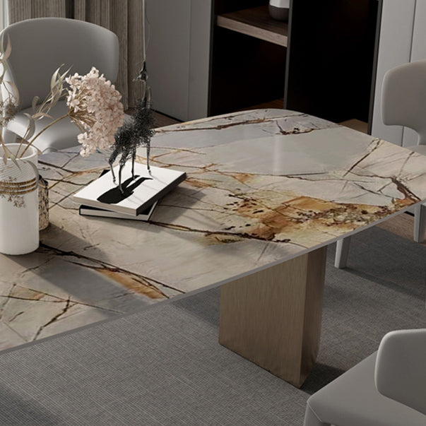 Luxurious 1/2/3/5/6 Pieces Rectangle Dining Set Sintered Stone Top Dinette Table Set