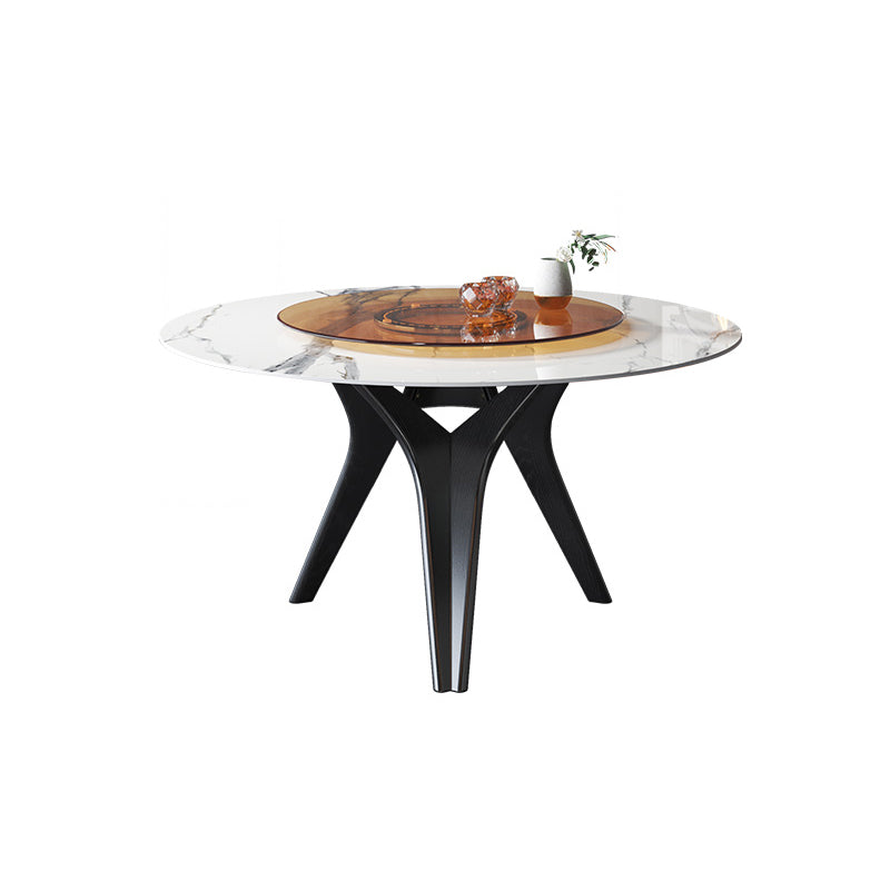 Solid Wood Frame Dining Room Set 1/2/5/7 Pcs Round Dining Table with Armless Chairs