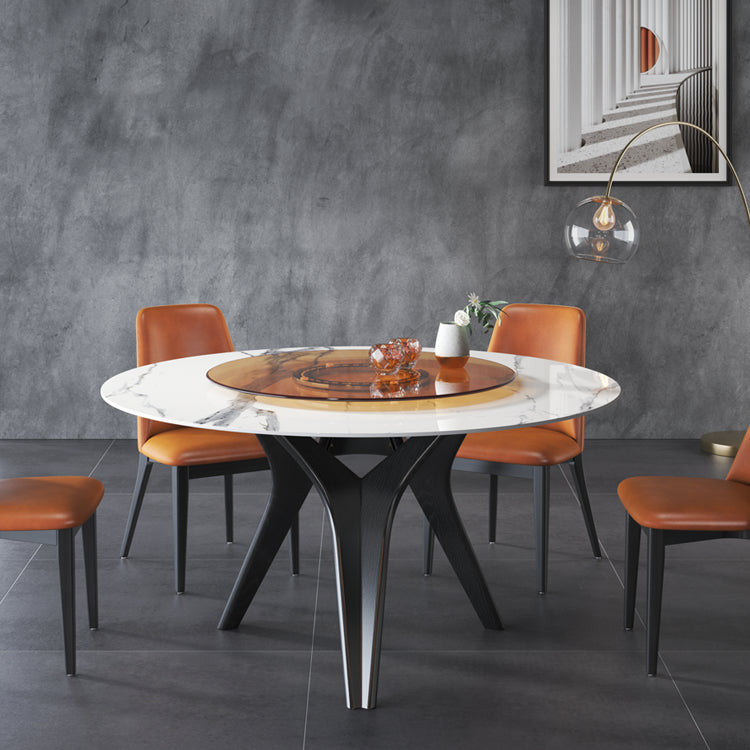 Solid Wood Frame Dining Room Set 1/2/5/7 Pcs Round Dining Table with Armless Chairs