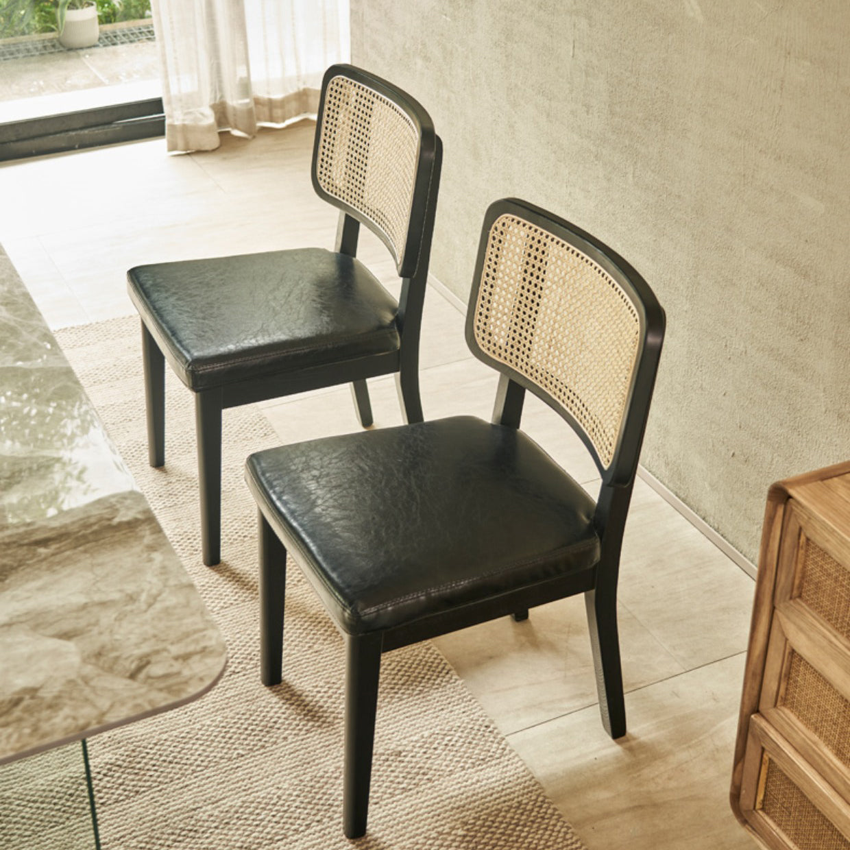 Modern Dining Set 1/4/5/7 Pcs Stone Top Table with Solid Wood Frame Chairs