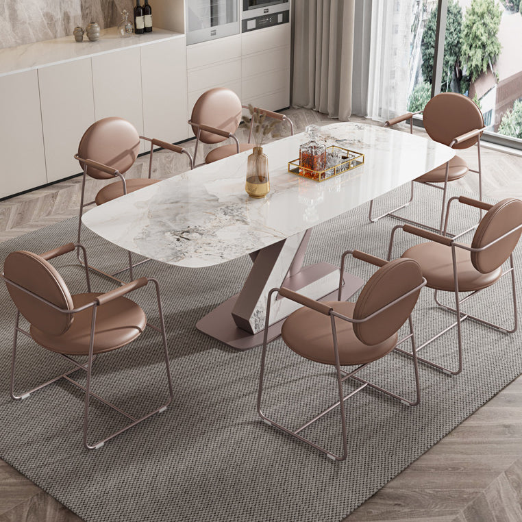 Nordic 1/5/7 Pieces Rectangle Dining Set Sintered Stone Top Dining Room Table Set