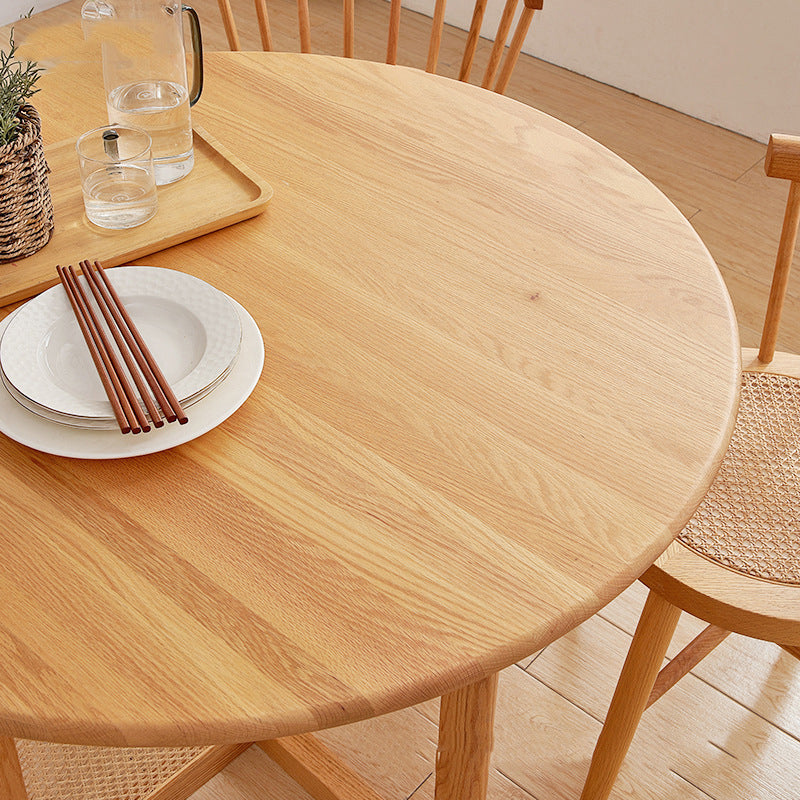Solid Wood Dining Table Set 1/3/5 Pcs Round Dining Table with Windsor Chairs