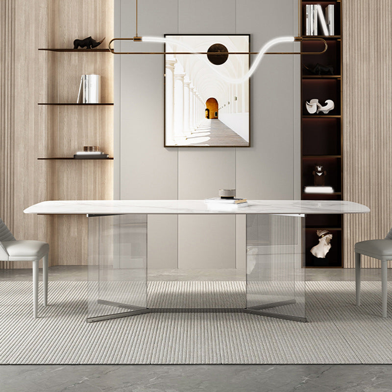 Contemporary Rectangle Sintered Stone Dining Table Set 1/3/4/5/6 Pieces Dining Set