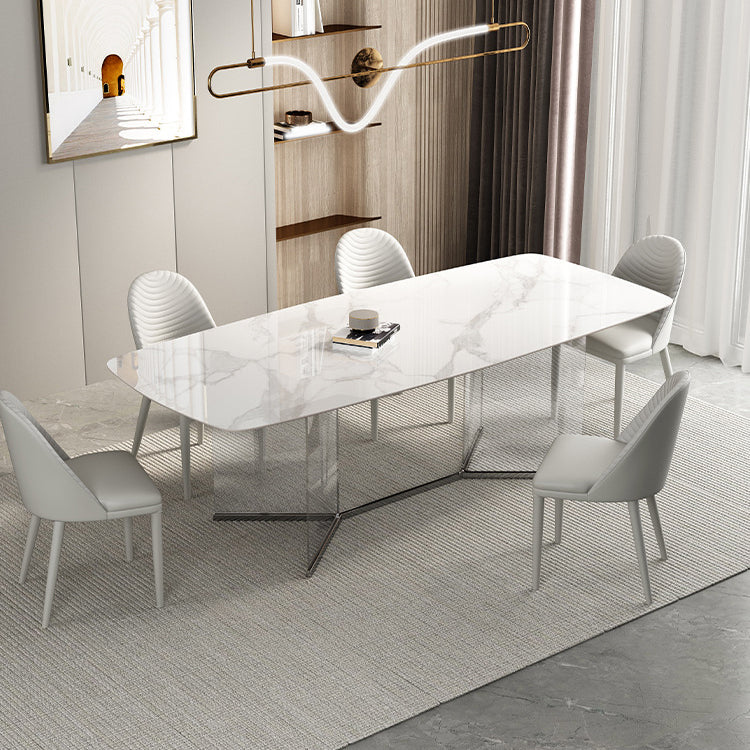 Contemporary Rectangle Sintered Stone Dining Table Set 1/3/4/5/6 Pieces Dining Set