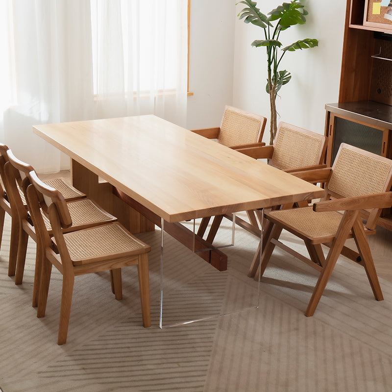 Modern Rectangle Dining Set 1/2/4/7 Pieces Solid Wood Dining Table with Chairs