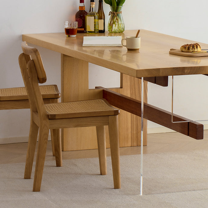 Modern Rectangle Dining Set 1/2/4/7 Pieces Solid Wood Dining Table with Chairs