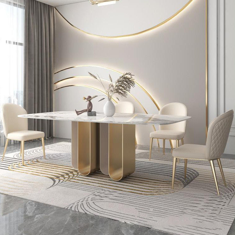 Luxurious 1/4/5/6/9 Pieces Rectangle Dining Set Sintered Stone Top Dinette Table Set