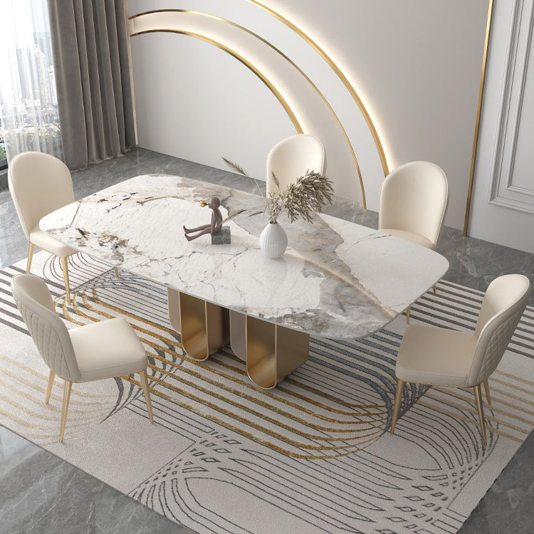 Luxurious 1/4/5/6/9 Pieces Rectangle Dining Set Sintered Stone Top Dinette Table Set