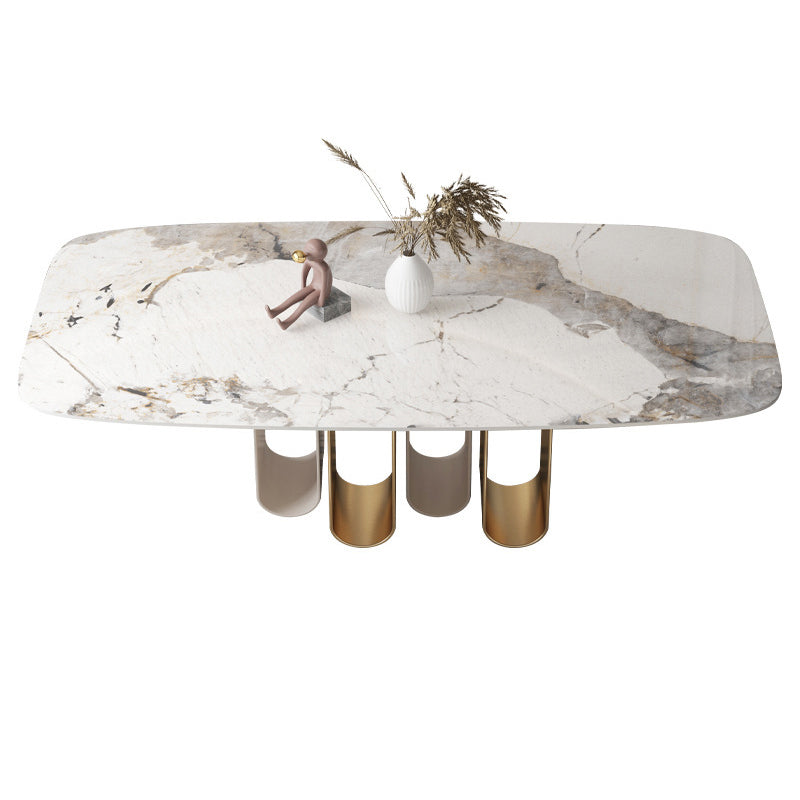 Luxurious 1/4/5/6/9 Pieces Rectangle Dining Set Sintered Stone Top Dinette Table Set