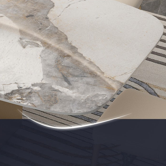 Luxurious 1/4/5/6/9 Pieces Rectangle Dining Set Sintered Stone Top Dinette Table Set