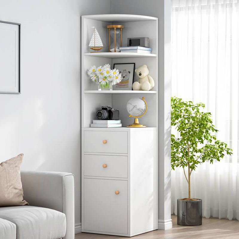 Modern Engineered Wood Book Shelf Corner Vertical Shelf Bookcase for Bedroom