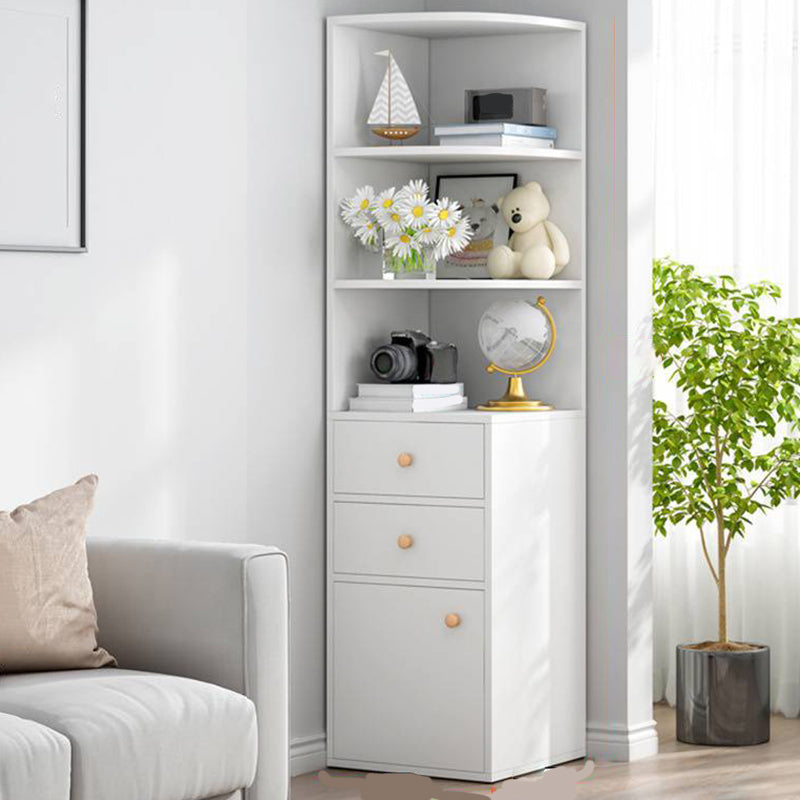 Modern Engineered Wood Book Shelf Corner Vertical Shelf Bookcase for Bedroom