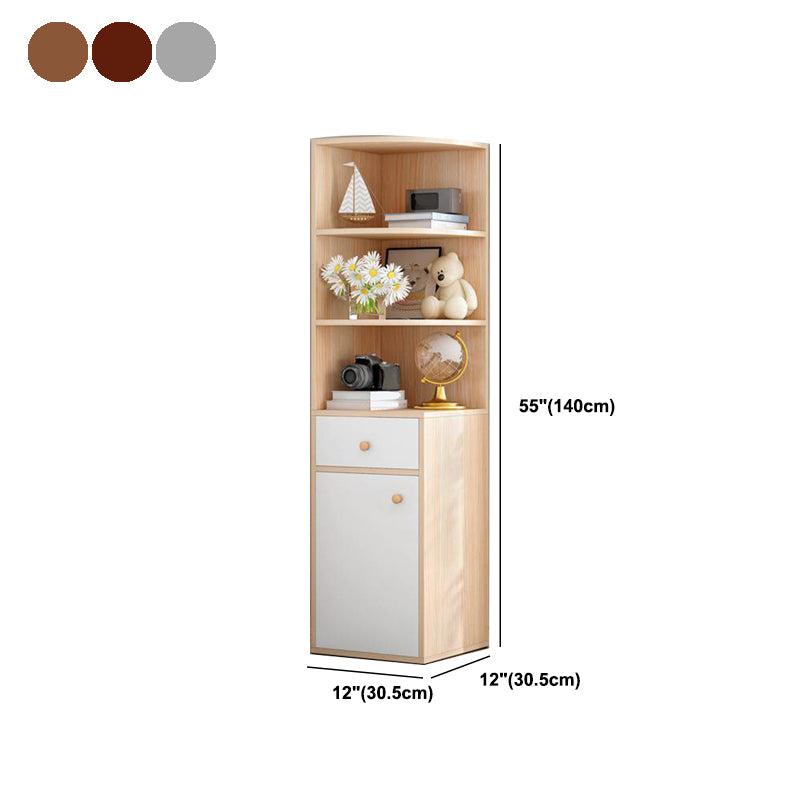 Modern Engineered Wood Book Shelf Corner Vertical Shelf Bookcase for Bedroom